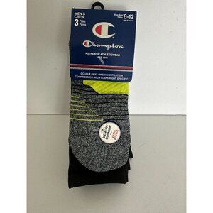 Champion Crew Sport Socks Black Reflect Logo CHMS18 3 Pairs Mens Shoe Size 6-12